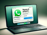 DALL·E 2023-10-25 20.46.52 - Photo of a modern Windows laptop displaying the WhatsApp Beta interface. On the screen, there's an option labeled 'Numero di Telefono' where a user ca