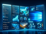 DALL·E 2023-10-27 04.36.50 - Illustration of a futuristic Windows 11 desktop with modern icons and a sleek interface, showcasing the newly released build 22621.2506. A sidebar hig