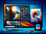 DALL·E 2023-11-01 09.46.17 - Photo depiction of a sleek and modern Windows 11 desktop interface, highlighting the Photos, Paint, and Windows Copilot applications. On the screen, t