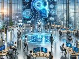 DALL·E 2023-11-06 08.35.54 - Create an image of a futuristic AI startup office environment that represents the concept of a company like xAI. The scene should include advanced tec